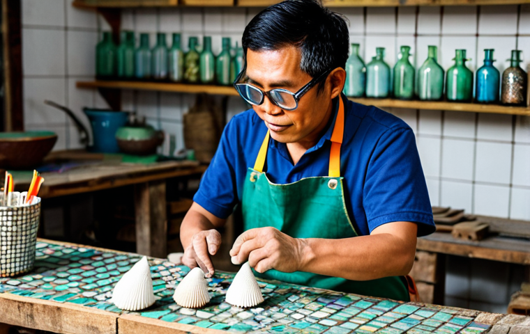 글루건 사용법 - **DIY Home Decor:** A young Thai woman in a modest, casual outfit (jeans and a t-shirt), happily cra...