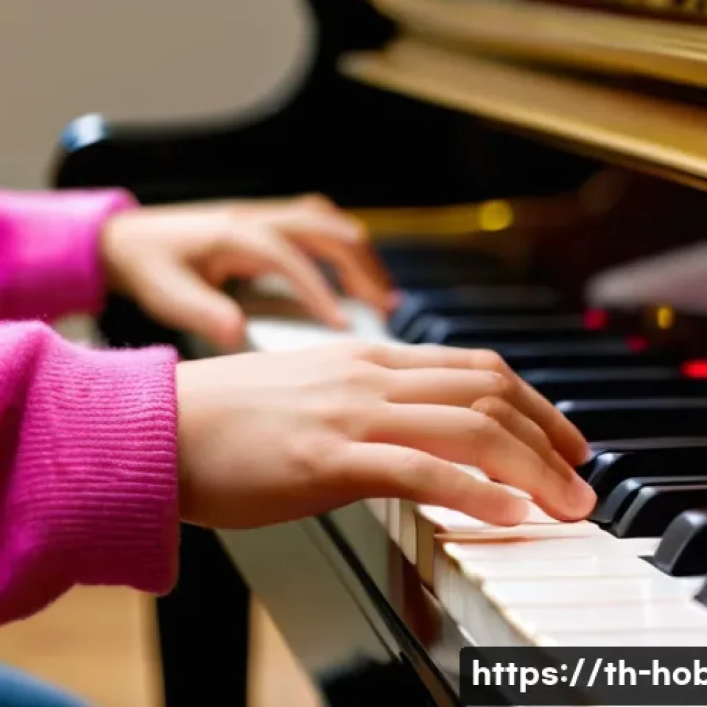 피아노 연주 팁 - A close-up of a teenager's hands (wearing casual, comfortable clothes with sleeves covering arms) gr...